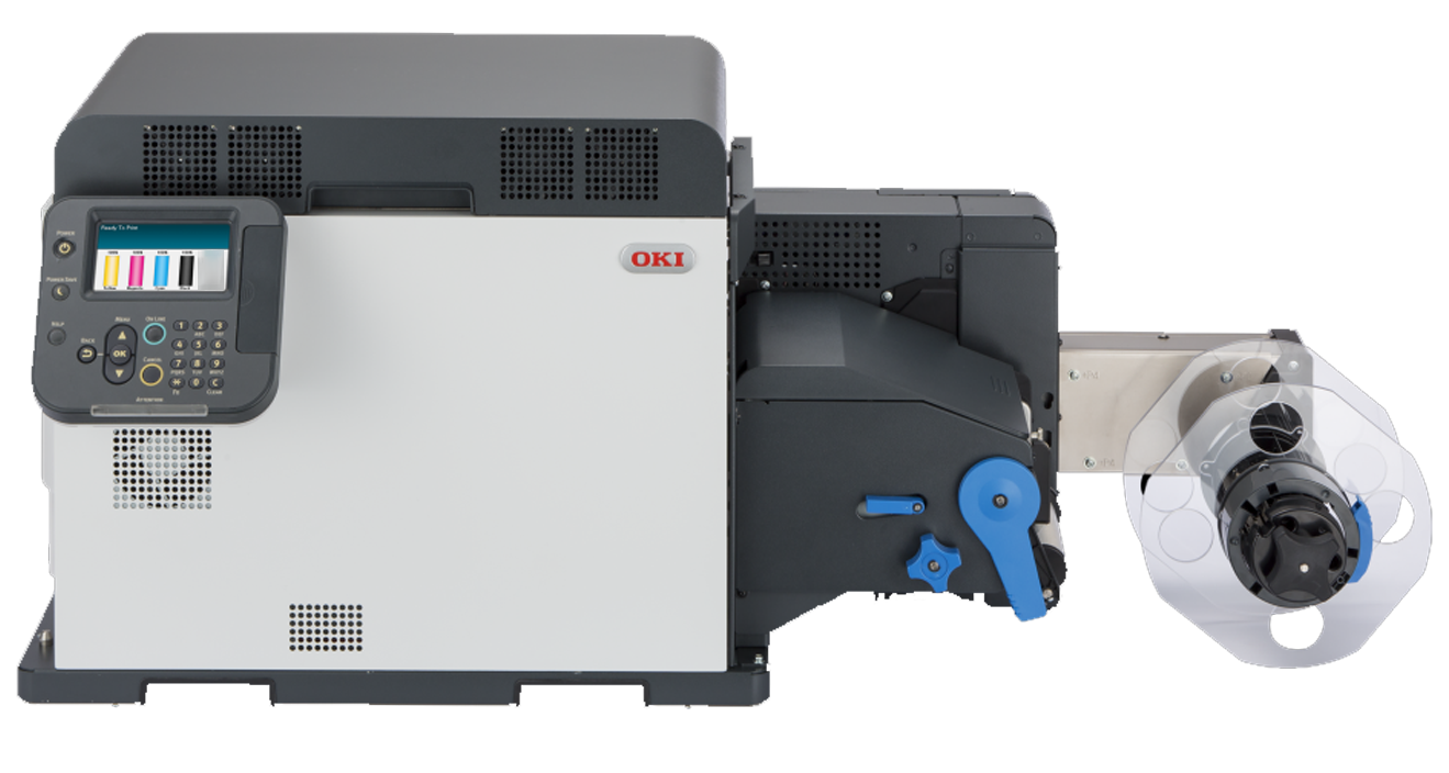 OKI Pro1050 colour LED label printer with transparent background